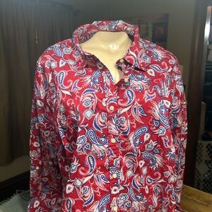 Talbots Red Paisley Button Down Shirt